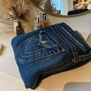 Vintage Y2K True Religion Low Waist Flare Distressed Jeans